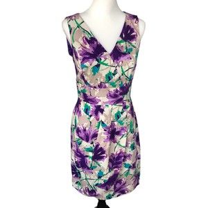 DONNA RICCO SLEEVELESS FLORAL PRINT SHEATH WEDDING PARTY COCKTAIL DRESS SIZE 10‎